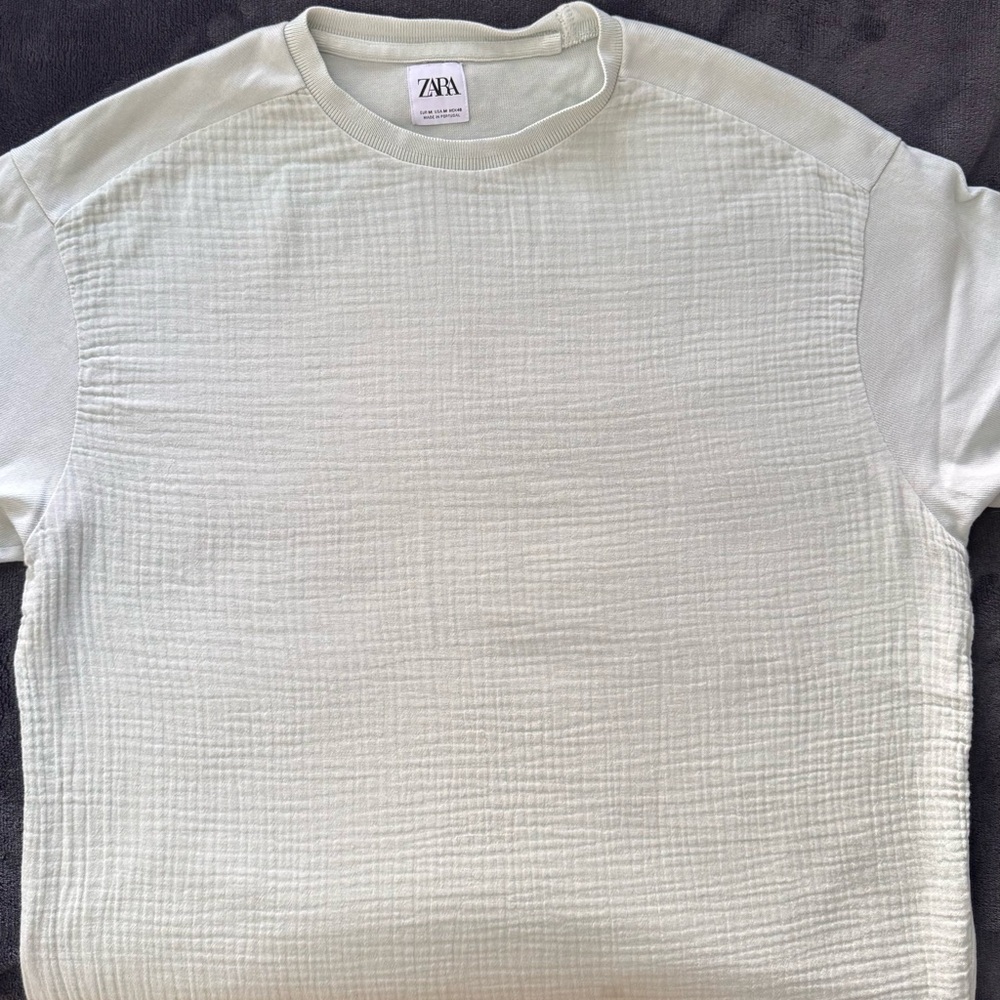 Zara Men's Light Green Shirt